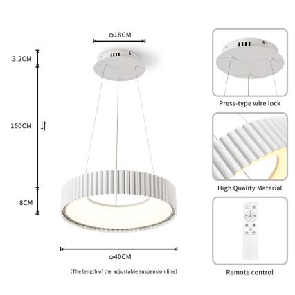 BRILAGI - LED aptumšojama lampa uz troses FALCON MODERN LED/30W/230V 3000–6000K Ø 40 cm balta + ar tālvadības pulti