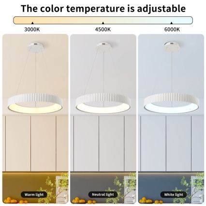 BRILAGI - LED aptumšojama lustra uz kabeļa FALCON MODERN LED/54W/230V 3000-6000K Ø 60 cm balta + tālvadības pults