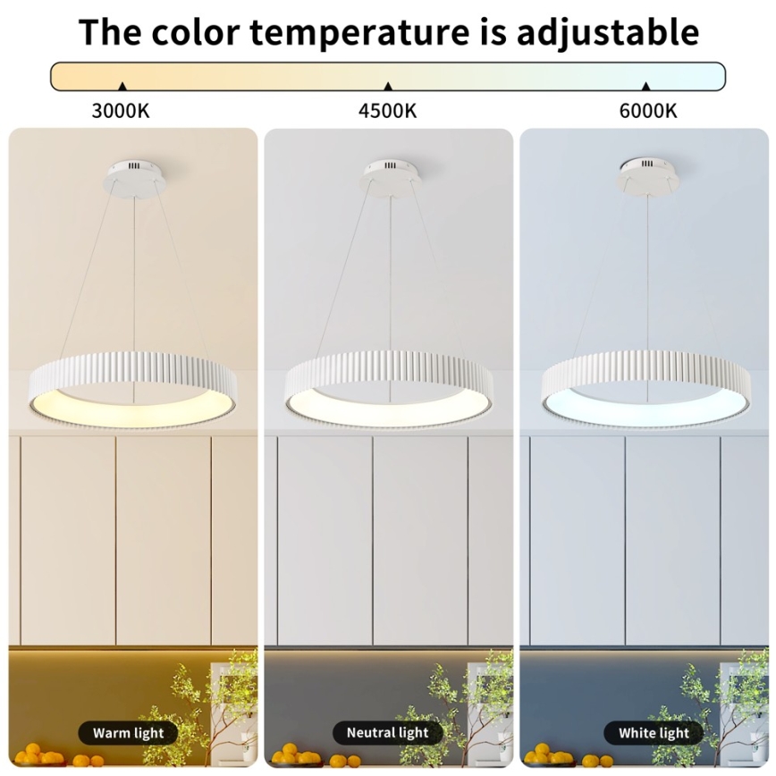 BRILAGI - LED aptumšojama lustra uz kabeļa FALCON MODERN LED/54W/230V 3000-6000K Ø 60 cm balta + tālvadības pults