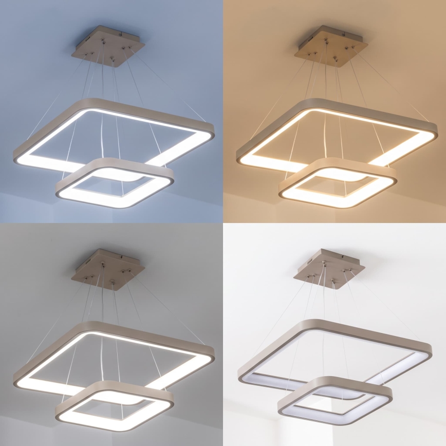 BRILAGI - regulējama LED lustra uz kabeļa FALCON SLIM LED/78W/230V 3000-6500K 50x50 cm bēša + ar tālvadības pulti