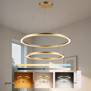 Brilagi - aptumšojama LED lustra uz troses PORTOFINO LED/98W/230V 3000-6000K Ø 80 cm zelta + ar tālvadības pulti
