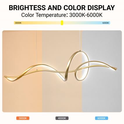 BRILAGI - LED aptumšojama lustra uz kabeļa SIGNATURE LED/55W/230V 3000-6000K 120x23 cm zeltaina + tālvadības pults