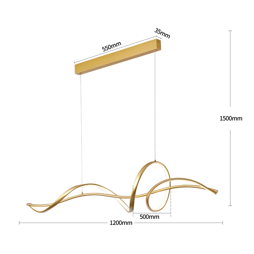 BRILAGI - LED aptumšojama lustra uz kabeļa SIGNATURE LED/55W/230V 3000-6000K 120x23 cm zeltaina + tālvadības pults