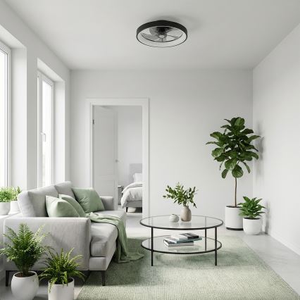 Brilagi - LED dimējams griestu ventilators LED/34W/230V Ø 50 cm melns + tālvadības pults