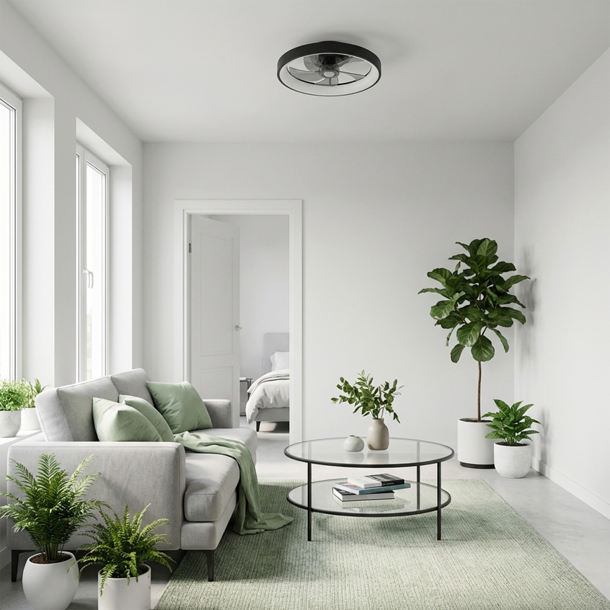 Brilagi - LED dimējams griestu ventilators LED/34W/230V Ø 50 cm melns + tālvadības pults