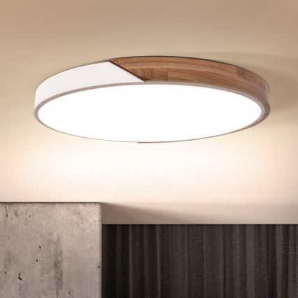Brilagi - LED dimējams griestu gaismeklis PILANA LED/60W/230V 3000-6500K ozols/balts Ø 60 cm + tālvadības pults