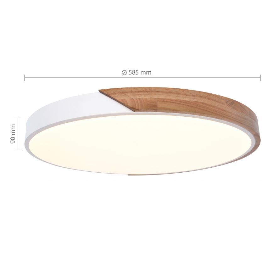 Brilagi - LED dimējams griestu gaismeklis PILANA LED/60W/230V 3000-6500K ozols/balts Ø 60 cm + tālvadības pults