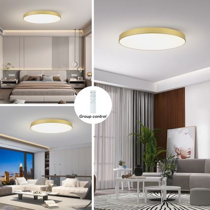 Brilagi - LED aptumšojams griestu gaismeklis POOL SMART LED/128W/230V 3000-6000K 100 cm zelta krāsa Wi-Fi Tuya + tālvadības pults