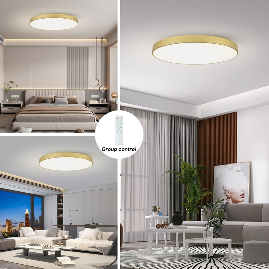 Brilagi - LED aptumšojams griestu gaismeklis POOL SMART LED/128W/230V 3000-6000K 100 cm zelta krāsa Wi-Fi Tuya + tālvadības pults