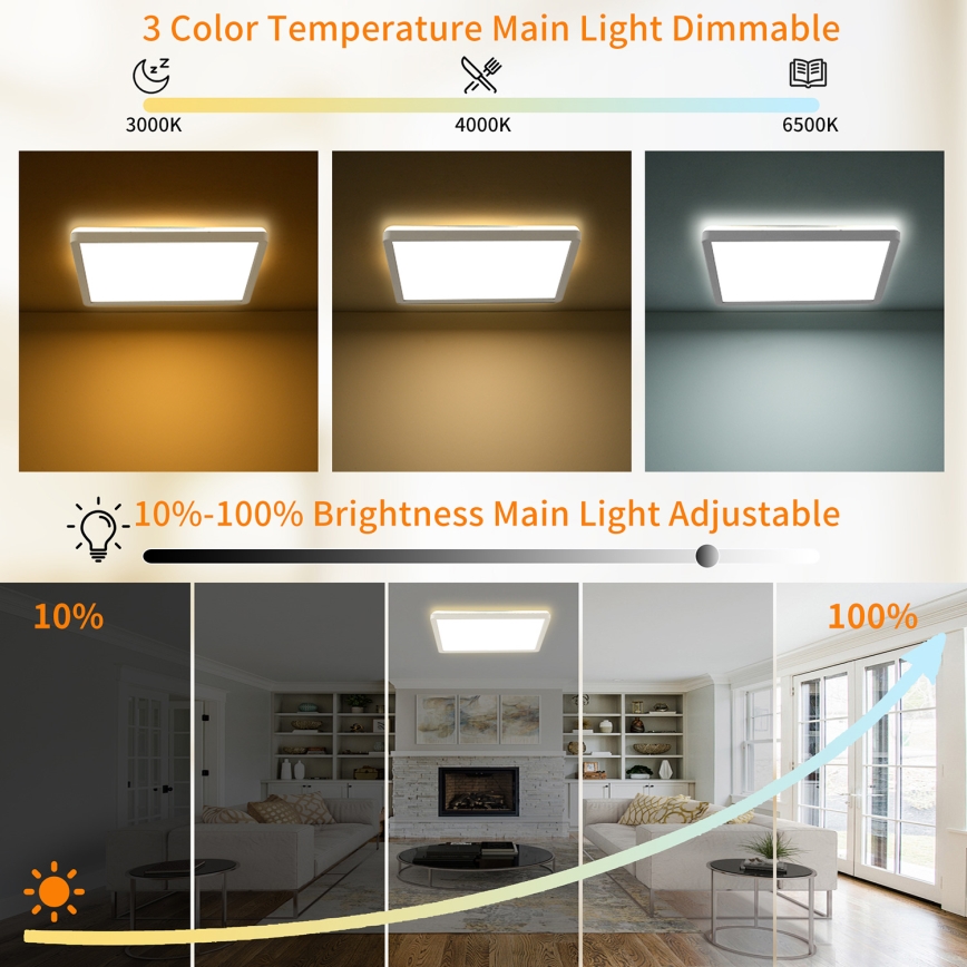 Brilagi - ULTRA SLIM dimmējams griestu LED gaismeklis LED/18W/230V 2700-6500K 30x30 cm balts + ar tālvadības pulti