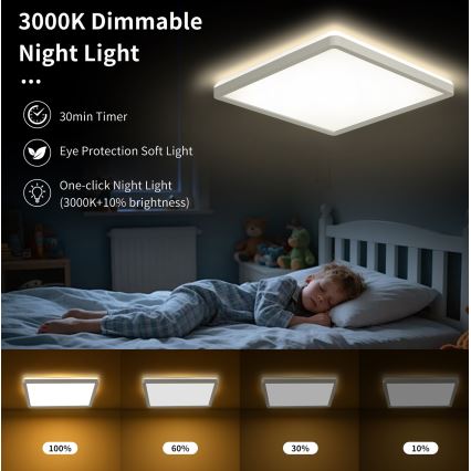 Brilagi - ULTRA SLIM dimmējams griestu LED gaismeklis LED/18W/230V 2700-6500K 30x30 cm balts + ar tālvadības pulti