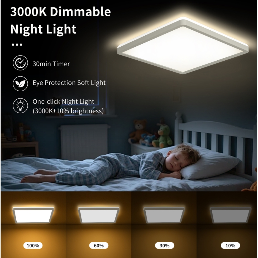 Brilagi - ULTRA SLIM dimmējams griestu LED gaismeklis LED/18W/230V 2700-6500K 30x30 cm balts + ar tālvadības pulti