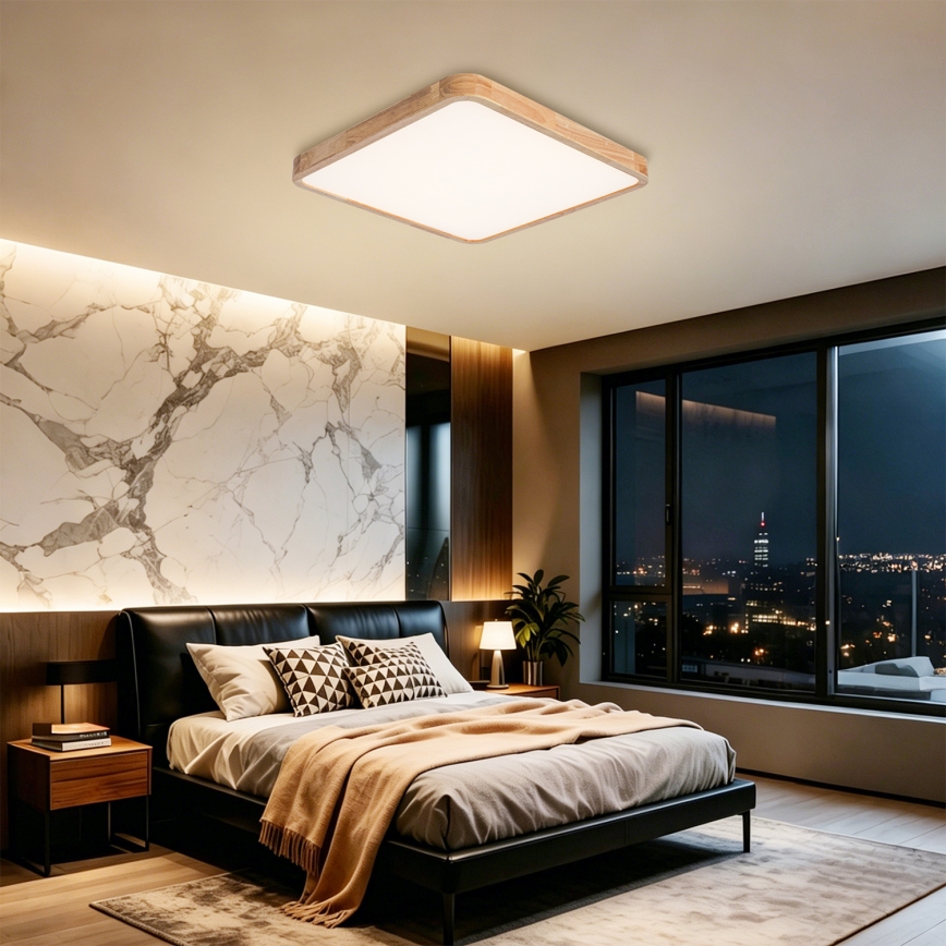 BRILAGI - LED dimmējamais griestu gaismeklis WOODLINE SQUARE LED/80W/230V 3000-6000K ozolkoka 60x60 cm + tālvadības pults