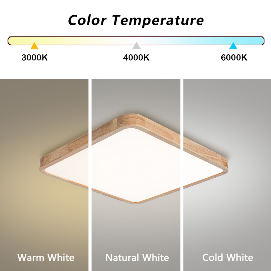 BRILAGI - LED dimmējamais griestu gaismeklis WOODLINE SQUARE LED/80W/230V 3000-6000K ozolkoka 60x60 cm + tālvadības pults