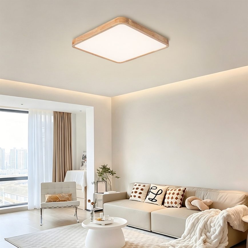 BRILAGI - LED dimmējamais griestu gaismeklis WOODLINE SQUARE LED/80W/230V 3000-6000K ozolkoka 60x60 cm + tālvadības pults