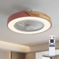 Brilagi - aptumšojams LED griestu gaismeklis ar ventilatoru LED/38W/230V 3000-6500K 3000-6500K diam. 50 cm rozā/ozols + ar tālvadības pulti