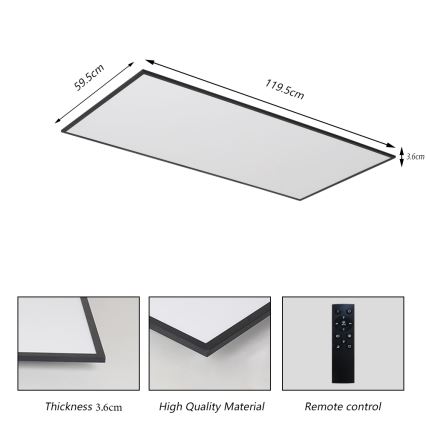 Brilagi - LED regulējams griestu gaismeklis SLIMFRAME LED/80W/230V 120x60 cm 3000-6000K melns + tālvadības pults