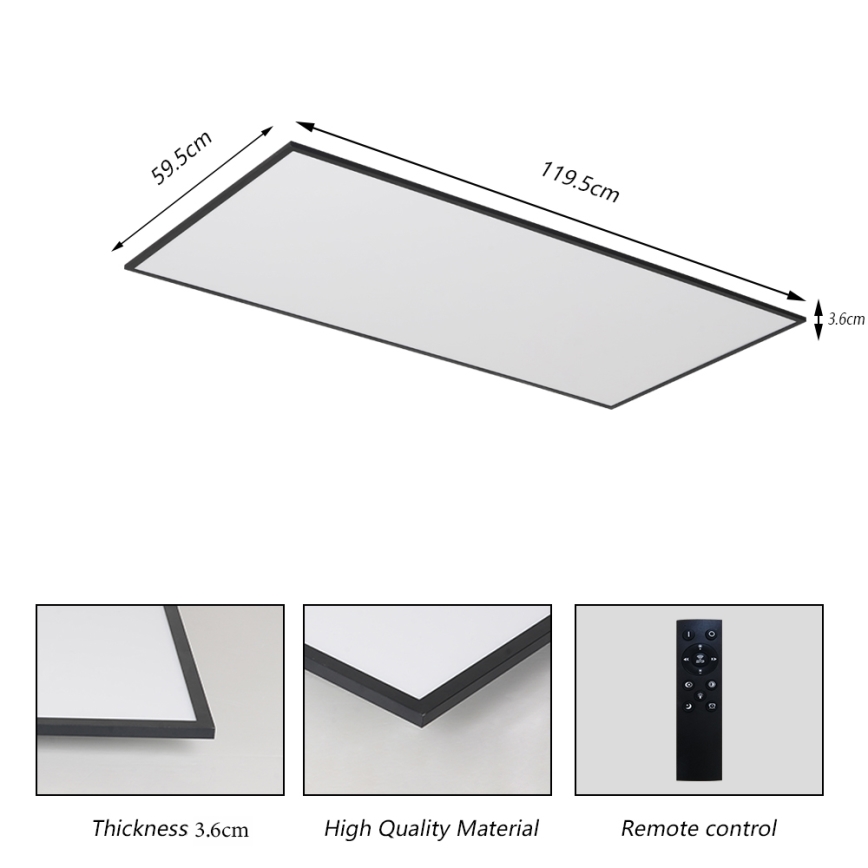 Brilagi - LED regulējams griestu gaismeklis SLIMFRAME LED/80W/230V 120x60 cm 3000-6000K melns + tālvadības pults