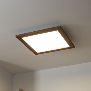 Brilagi - aptumšojams LED griestu gaismeklis SLIMFRAME WOOD LED/36W/230V 49,5x49,5 cm 3000-6000K tumši brūns + tālvadības pults