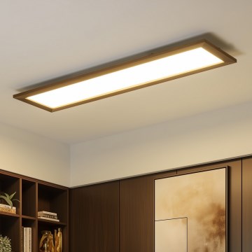 Brilagi - Aptumšojams LED griestu gaismeklis SLIMFRAME WOOD LED/58W/230V 124x34 cm 3000-6000K tumši brūns + tālvadības pults