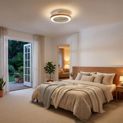 Brilagi - LED aptumšojams griestu ventilators LED/38W/230V 50 cm balts/brūns + tālvadības pults