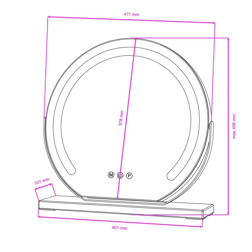 BRILAGI - LED regulējams grima spogulis CALIFORNIA LED/14W/230V 3000/4000/6500K 44x40 cm melns
