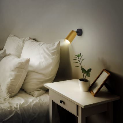 Brilagi - LED RGBW regulējams virziena gaismeklis SELE GOLDEN 1xGU10/4,8W/230V 3000K melns/zeltains + tālvadības pults