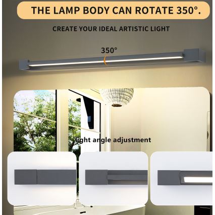 Brilagi - LED vannas istabas spoguļa apgaismojums AQUA LINE LED/24W/230V 90 cm IP44 antracīts CRI 90