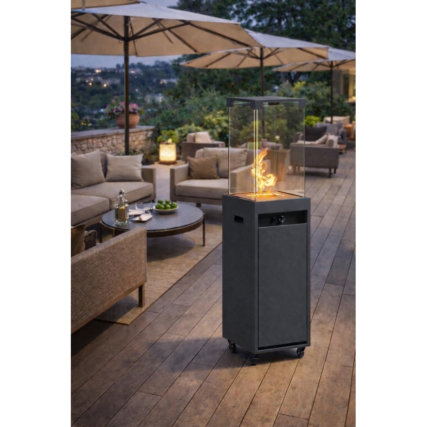 Brilagi - Āra gāzes kamīns FLARO GAS 142 x 36 cm 8 kW 1 x AAA antracīts + aizsargpārsegs