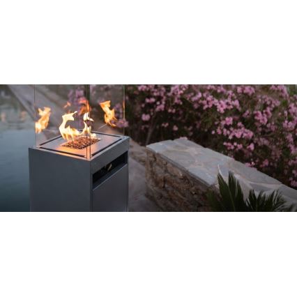 Brilagi - Āra gāzes kamīns FLARO GAS 142 x 36 cm 8 kW 1 x AAA antracīts + aizsargpārsegs