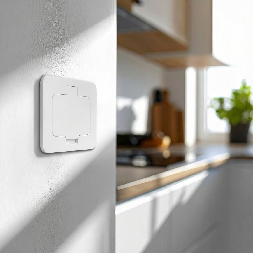 Brilagi - āra iebūvējama grīdas kontaktligzda IP55, balta, taisnstūrveida