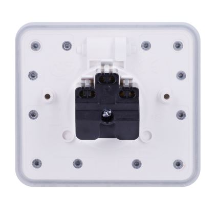 Brilagi - āra iebūvējama grīdas kontaktligzda IP55, balta, taisnstūrveida