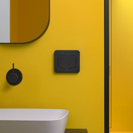 Brilagi - āra iebūvējamā grīdas kontaktligzda IP55, melna, taisnstūrveida