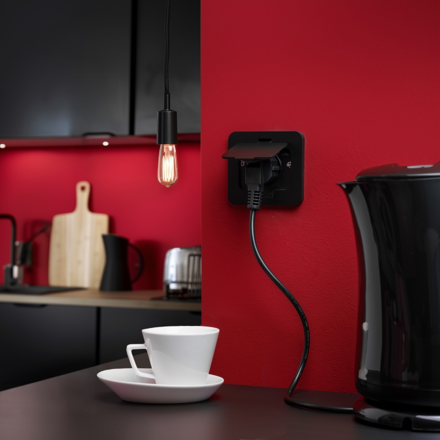 Brilagi - āra iebūvējamā grīdas kontaktligzda IP55, melna, taisnstūrveida