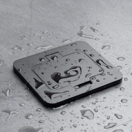 Brilagi - āra iebūvējamā grīdas kontaktligzda IP55, melna, taisnstūrveida