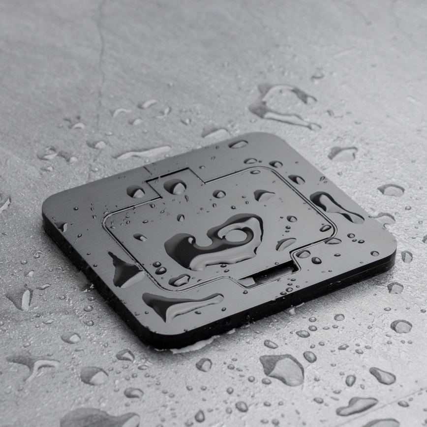 Brilagi - āra iebūvējamā grīdas kontaktligzda IP55, melna, taisnstūrveida