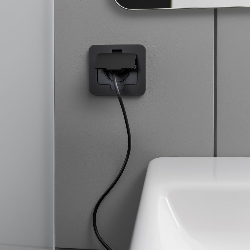 Brilagi - āra iebūvējamā grīdas kontaktligzda IP55, melna, taisnstūrveida