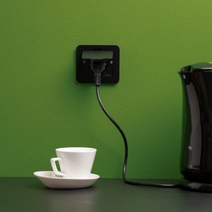 Brilagi - āra iebūvējamā grīdas kontaktligzda IP55, melna, taisnstūrveida