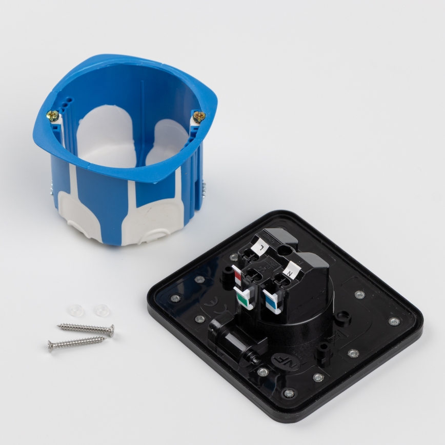 Brilagi - āra iebūvējamā grīdas kontaktligzda IP55, melna, taisnstūrveida