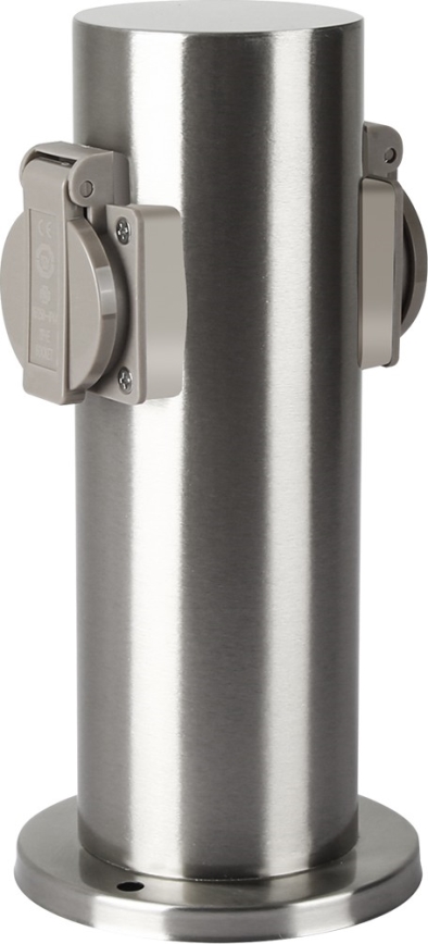Brilagi - Āra kontakligdzdu kolonna PILLAR 2Z SCHUKO 230V IP44 matēts hroms