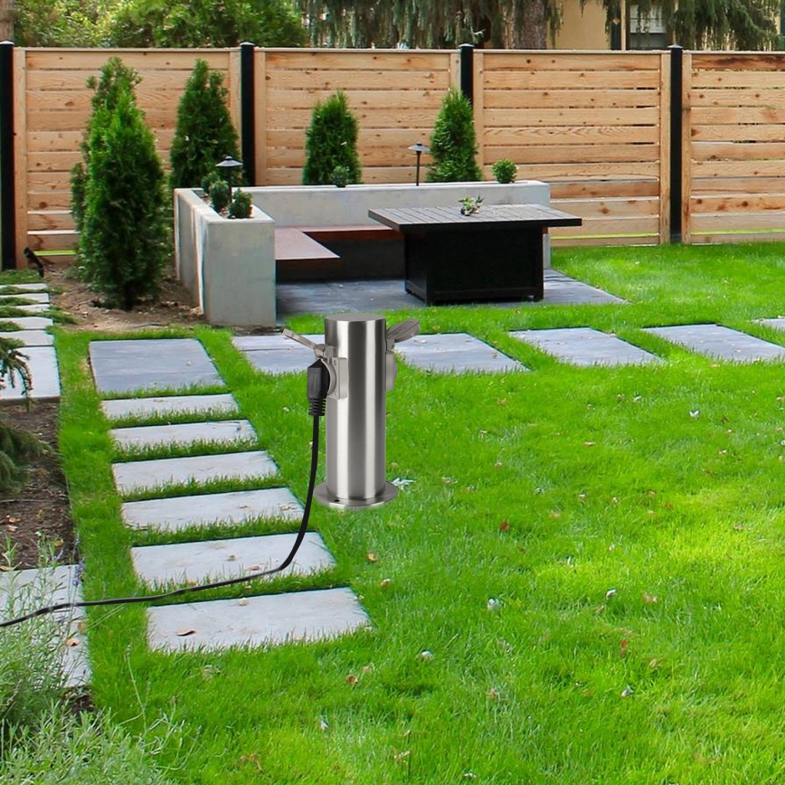 Brilagi - Āra kontakligdzdu kolonna PILLAR 2Z SCHUKO 230V IP44 matēts hroms