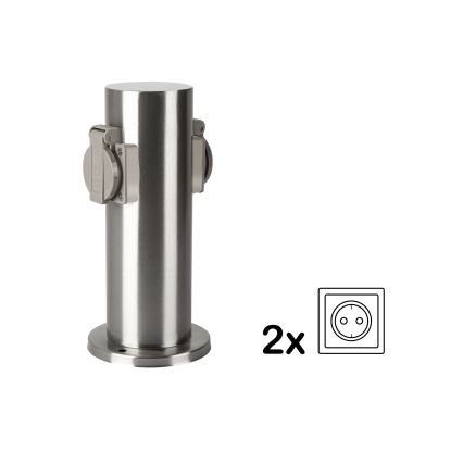 Brilagi - Āra kontakligdzdu kolonna PILLAR 2Z SCHUKO 230V IP44 matēts hroms