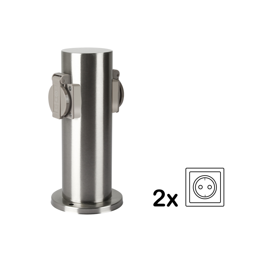 Brilagi - Āra kontakligdzdu kolonna PILLAR 2Z SCHUKO 230V IP44 matēts hroms
