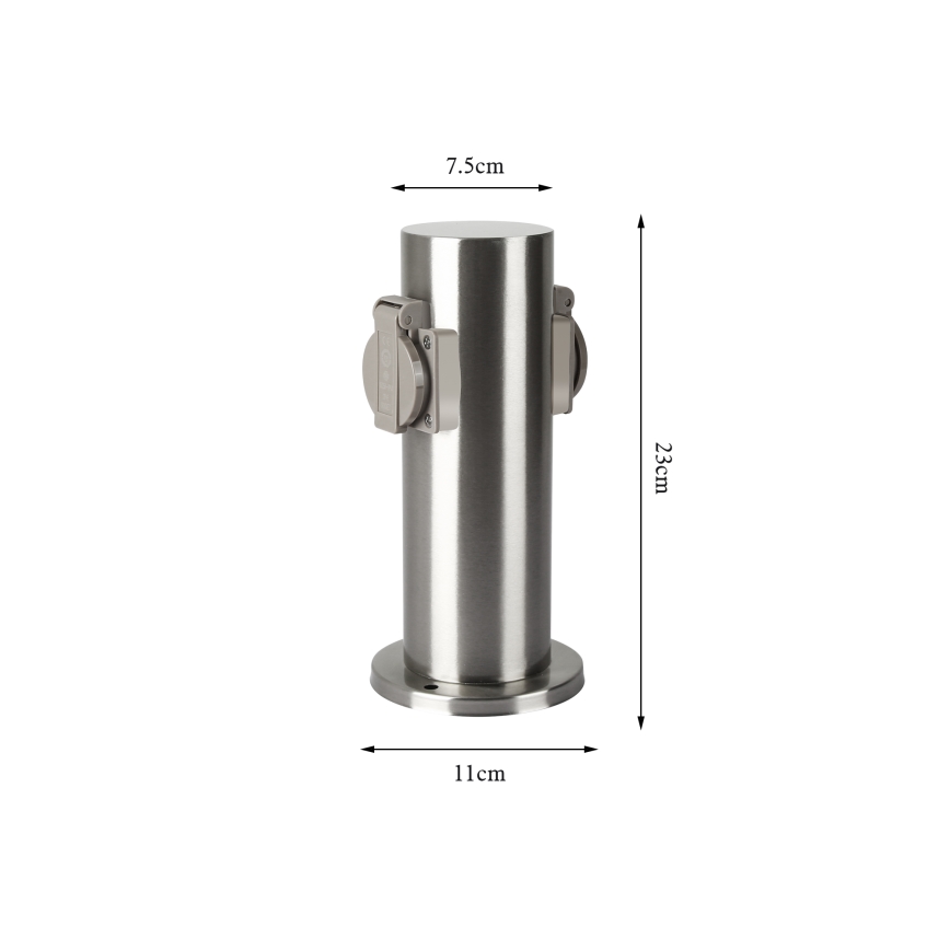 Brilagi - Āra kontakligdzdu kolonna PILLAR 2Z SCHUKO 230V IP44 matēts hroms