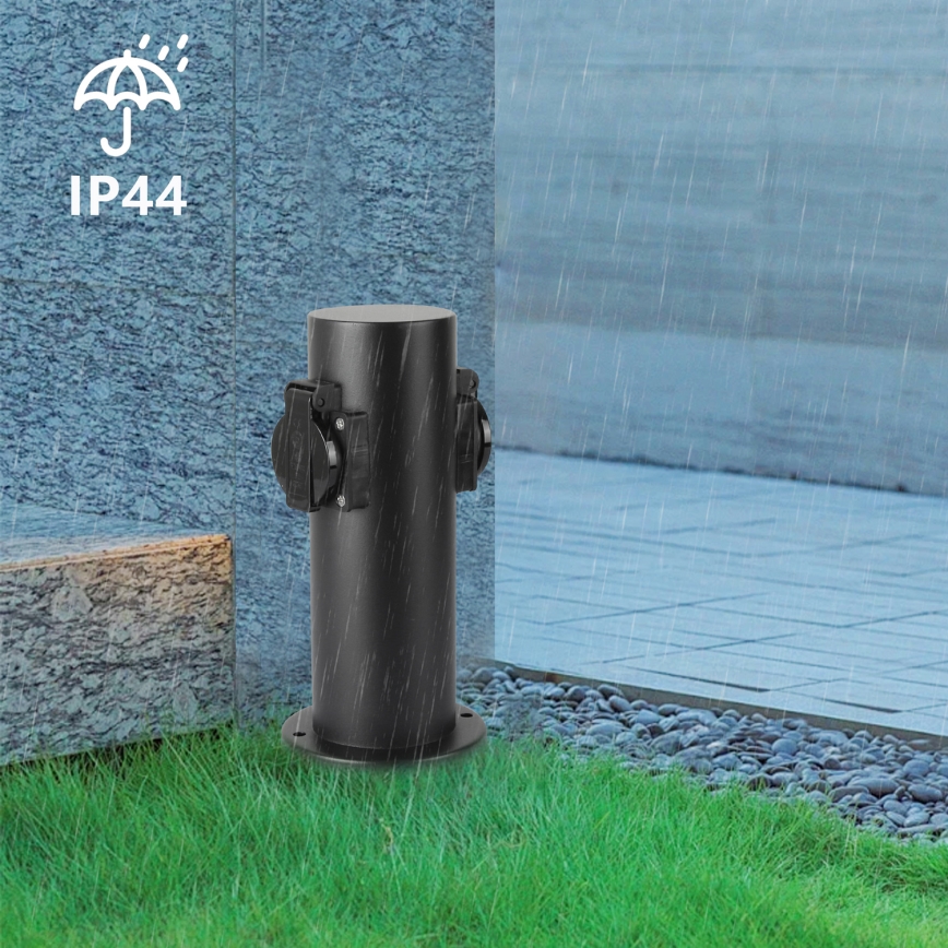 Brilagi - Āra kontakligdzdu kolonna PILLAR 2Z SCHUKO 230V IP44 melna