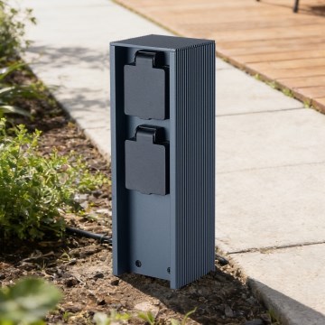 Brilagi - Āra kontaktligzdu stabs PILLAR 2Z SCHUKO 230V IP44 antracīts