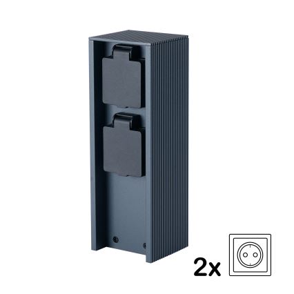 Brilagi - Āra kontaktligzdu stabs PILLAR 2Z SCHUKO 230V IP44 antracīts
