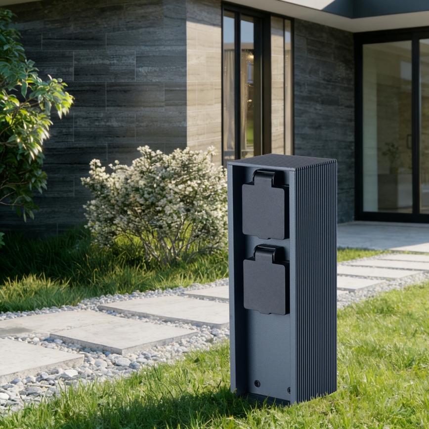 Brilagi - Āra kontaktligzdu stabs PILLAR 2Z SCHUKO 230V IP44 antracīts