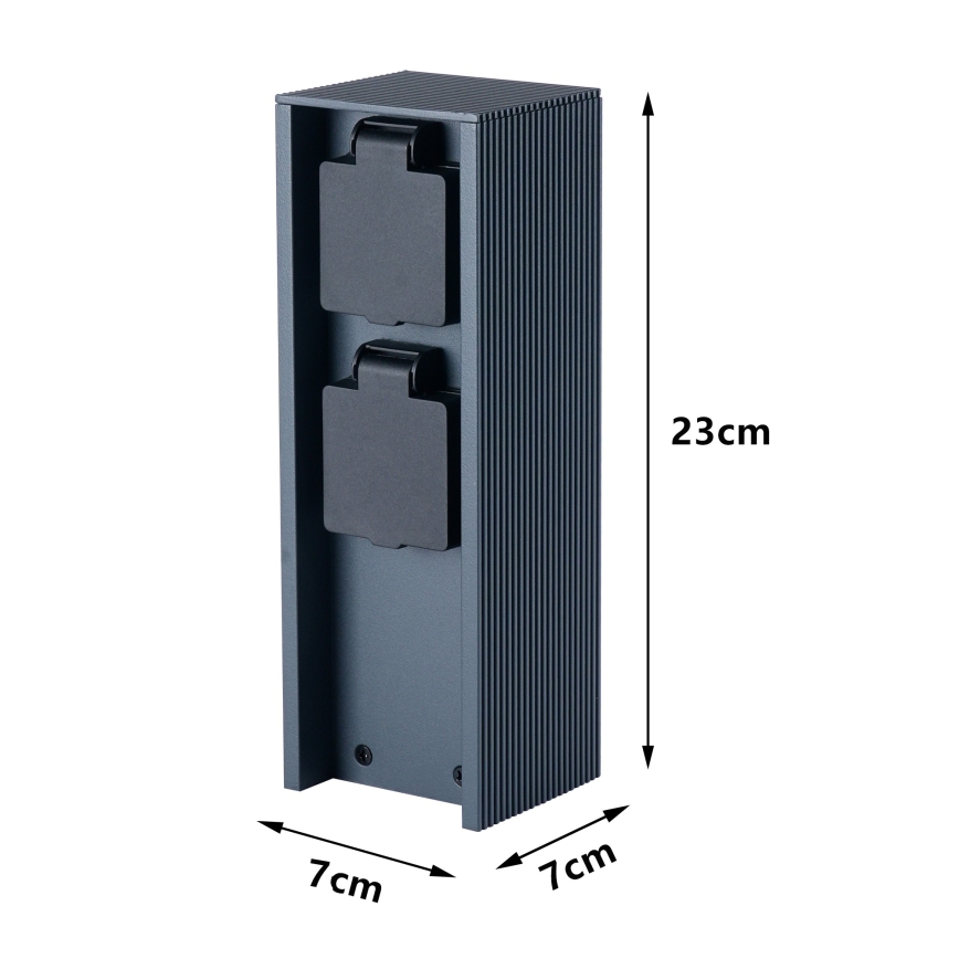 Brilagi - Āra kontaktligzdu stabs PILLAR 2Z SCHUKO 230V IP44 antracīts