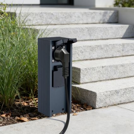 Brilagi - Āra kontaktligzdu stabs PILLAR 2Z SCHUKO 230V IP44 antracīts